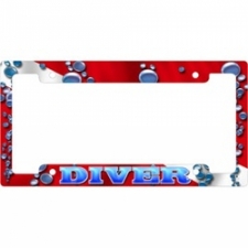 Metal License Plate Frame  "Red Bubbles"