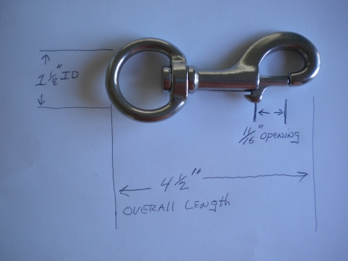 1 1/8" Swivel Bolt Snap SS "Heavy Duty/Round Eye"