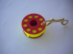 100' Finger Spool w/ Red spool body "High Viz Yellow Line" - Product Image