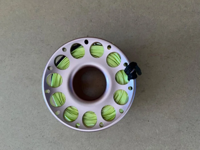 100ftAnodizedPINKAluminumBodyWFLATHighVizNeonYELLOWLINESSSwivel