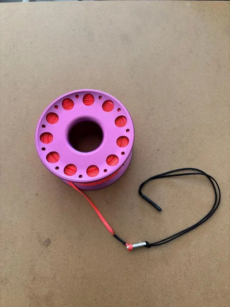 150ftAnodizedPINKAluminumBodyWFLATHighVizNeonOrangeLINESSSwivel