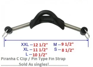 Piranha Dive Pin Type Fin Strap   XX-Large Size / Black Rubber Heel!    "Sold as SINGLES" - Product Image