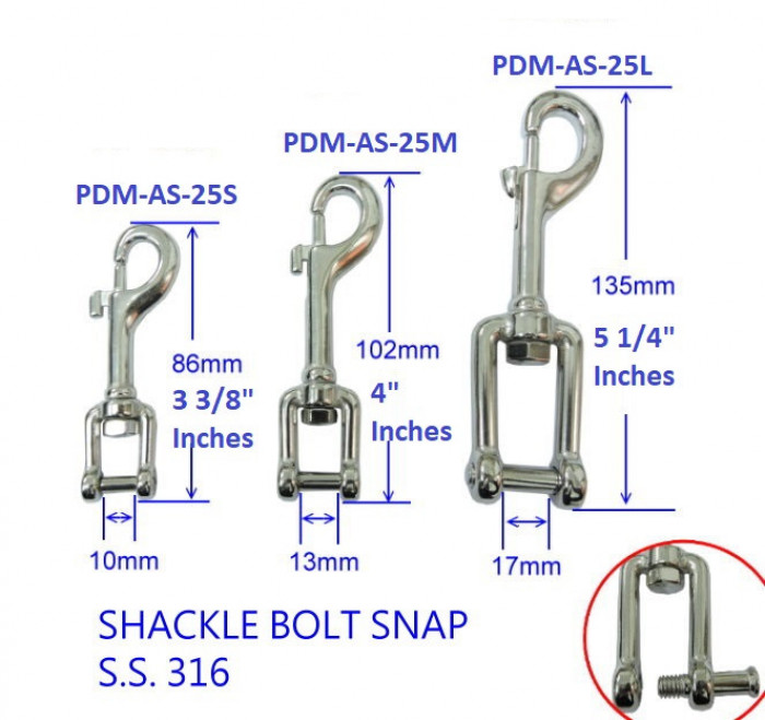 Buy Wholesale China Heavy Duty 316 Stainless Steel Swivel Shackle Bolt Snap  Hook For Outdoor Camping Fishing Sports & Swivel Snap Hooks at USD 5.9