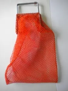 Wired Handle Mesh Bag  "Mini"  ORANGE 10" inches x 16" inches.. WITH Plastic D-Ring! - Product Image