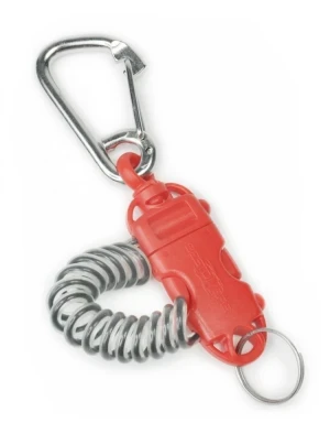 Tough Coil Carabiner Lanyard w/ Split Ring "Red Body" 1 Only