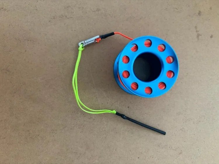 NewSize-ColorMini66ftAnodizedAquaBlueAluminumWFLATHighVizNeonORANGELINESSLineSwivel