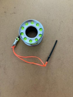 NewSizeMini66ftAnodizedGreyAluminumWFLATHighVizNeonHighVisGREENLINESSLineSwivel