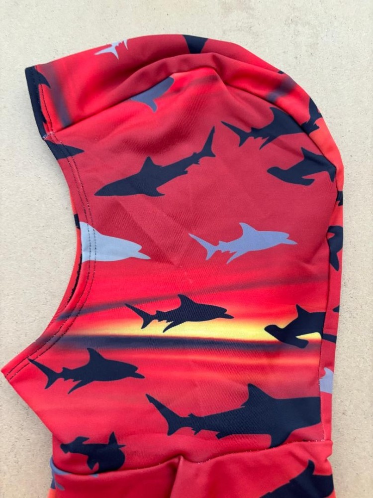 LycraFullyTrimmableHoodSharksDesign