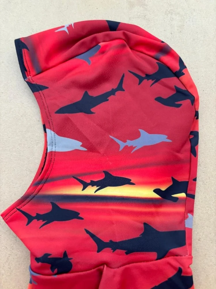 LycraFullyTrimmableHoodSharksDesign