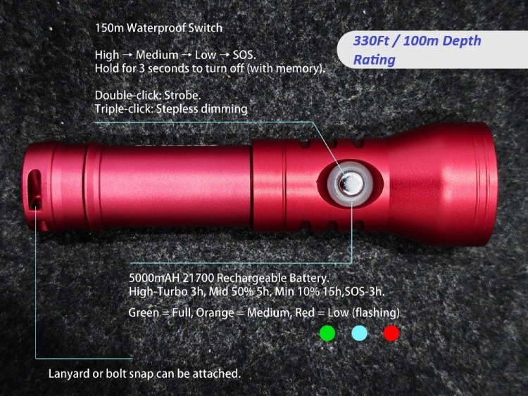 JustInPiranhaExplorer2200LumensDiveLightsREDBody1Onlyatthistime