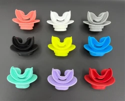 New! Silicone Tough Bite Mouthpiece w/ Mouthguard "BLUE"  - Product Image