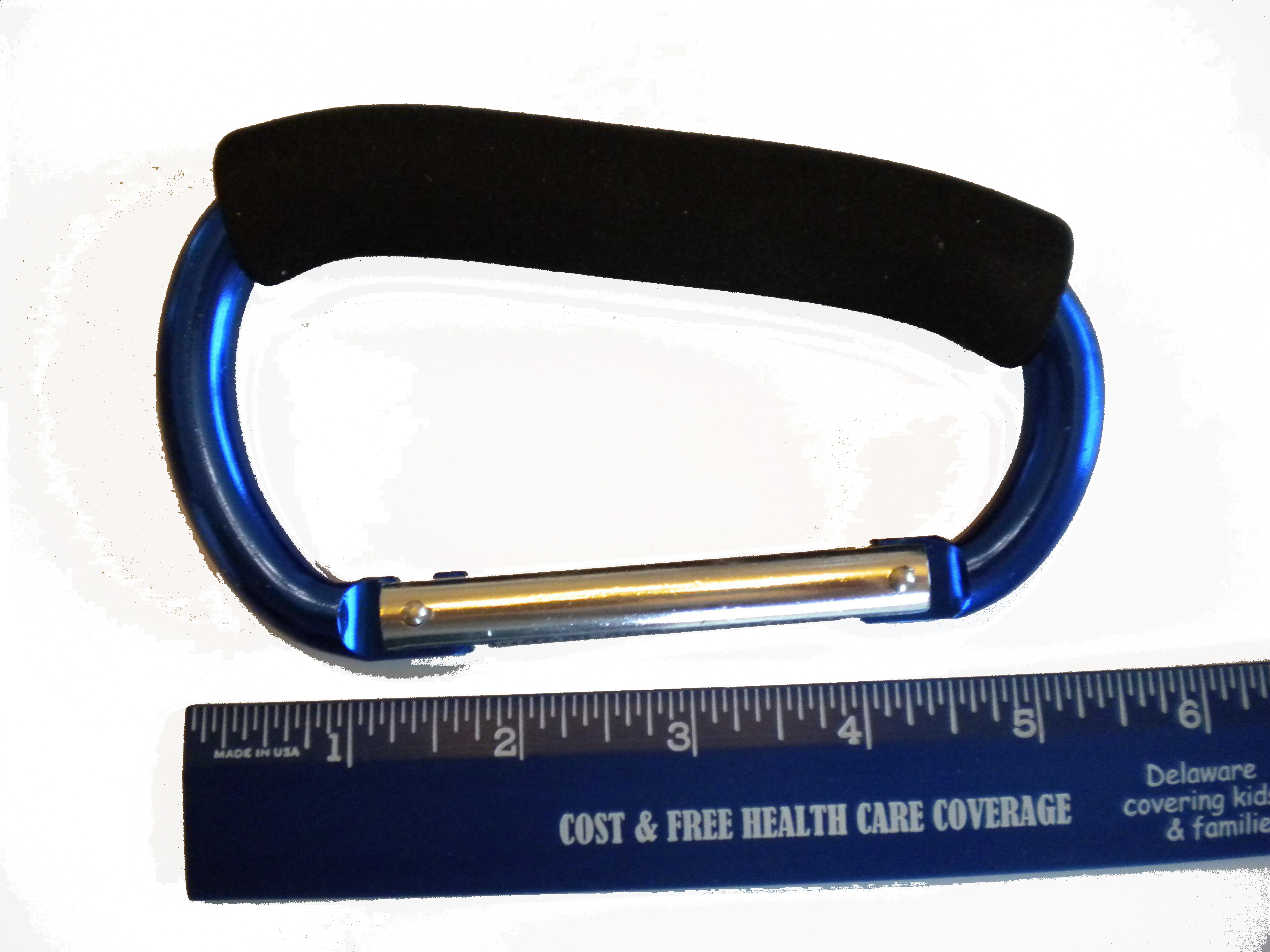 512InchAluminumCarabineerwithFoamHandleinOceanBLUE
