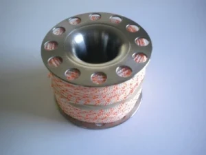 200ft Stainless Steel Finger Spool  "White line w/orange tracer" - Product Image