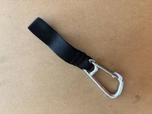 3" Inch Stainless Steel Carabiner w/ BLACK 3 1/2" inch Webbing Loop - Product Image