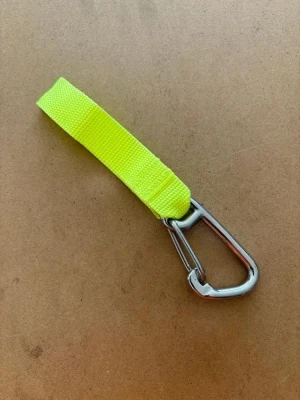 3" Inch Stainless Steel Carabiner w/ Yellow 3 1/2" inch Webbing Loop - Product Image