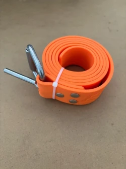 59" (1.5mm) Silicone Weight Belt with Marseillaise SS Buckle "ORANGE Strap" - Product Image