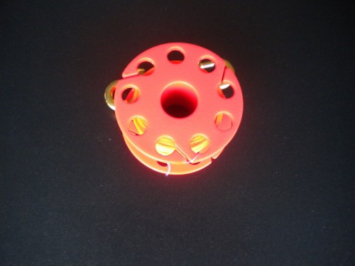 66' Foot  Finger Spool w/ Line Slots & 4" inch Brass DE "Orange Body / Orange Line" - Product Image
