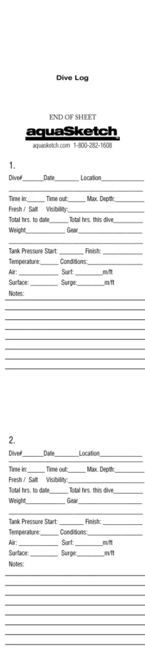 AquaSketch 5 Dive Logs Scroll - Product Image