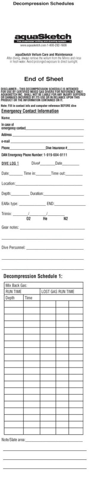 AquaSketch Decompression Schedules Scroll - Product Image