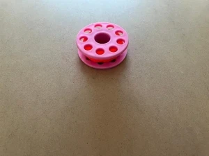 Brand New! 66' foot POM Finger Spool "PINK Body / Orange Line" - Product Image