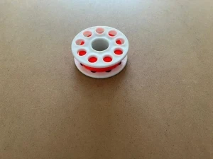 Brand New! 66' foot POM Finger Spool "WHITE Body / Orange Line" - Product Image