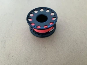 150ft Anodized BLACK Aluminum Body W/ FLAT High Viz Neon Orange LINE & SS Swivel - Product Image