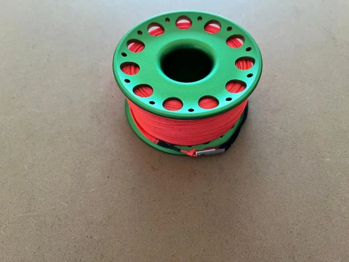 150ftAnodizedGREENAluminumBodyWFLATHighVizNeonOrangeLINESSSwivel