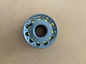 150ft Anodized GREY Aluminum Body W/ FLAT High Viz Safety Yellow LINE & SS Swivel - Product Image