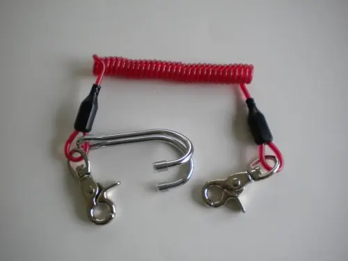 Bungee RED Laynard w/ Trigger Nickle Plated Snaps & Double Hook - Product Image