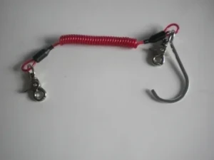 Bungee RED Laynard w/ Trigger Nickle Plated Snaps & SINGLE Hook