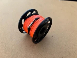 Compact 50ft Anodized BLACK Aluminum W/ Internal Spinner plus  FLAT High Viz Neon ORANGE LINE & SS Line Swivel! "3 Left!" - Product Image