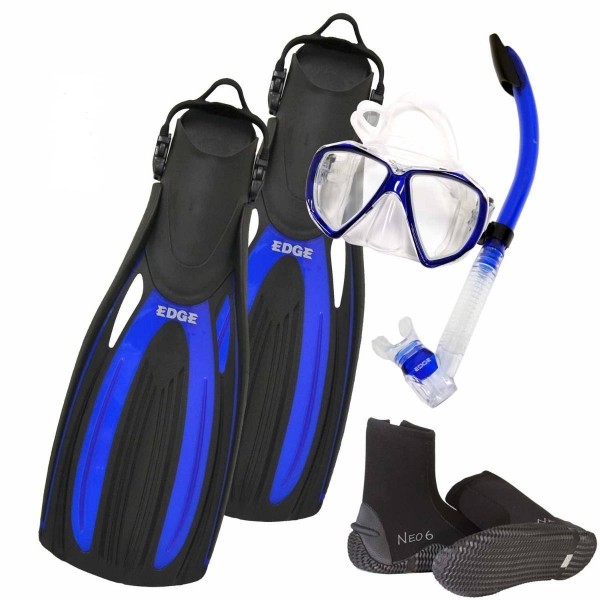 Edge Flex Scuba Mask Snorkel Fins Package Plus! , Piranha Dive Shop