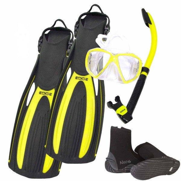Edge Flex Scuba Mask Snorkel Fins Package Plus! , Piranha Dive Shop