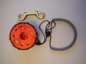 Enclosed Hand Reel w/Knob w/ 150ft White Line   Safety Orange Spool / Black Housing - Product Image