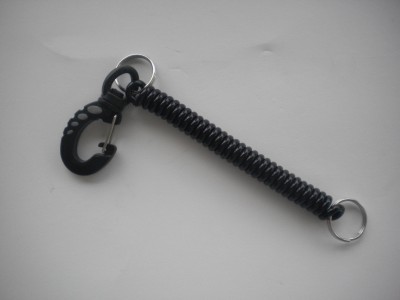 LanyardBlackCoiledwSSsplitrings