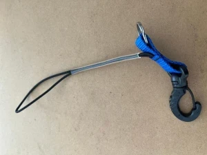 Lanyard w/ Bungee Cord, Stainless Split Ring and plastic 360 Rotating Clip 