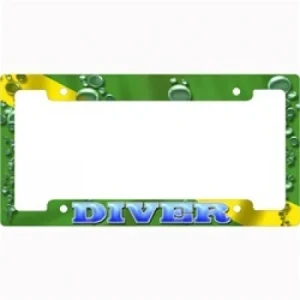 Metal License Plate Frame  "Nitrox Green Bubbles" - Product Image