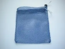 Mini Drawstring Mesh Bag "Blue" - Product Image