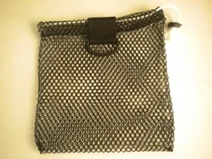 Mini Drawstring Mesh Bag W/ Black Plastic D-Ring "Black" - Product Image