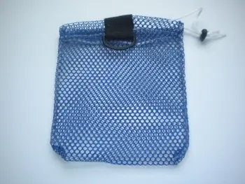 MiniDrawstringMeshBagWBlackPlasticD-RingBlue