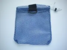 Mini Drawstring Mesh Bag W/ Black Plastic D-Ring "Blue" - Product Image
