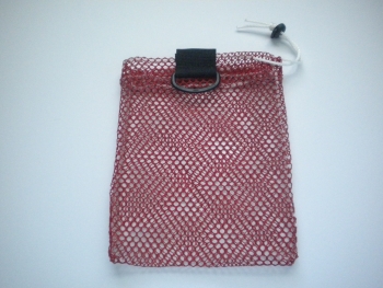 MiniDrawstringMeshBagWBlackPlasticD-RingRed