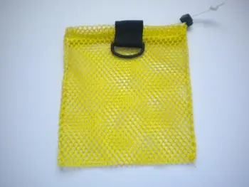MiniDrawstringMeshBagWBlackPlasticD-RingYellow