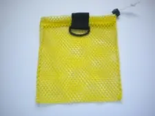 Mini Drawstring Mesh Bag W/ Black Plastic D-Ring "Yellow" - Product Image