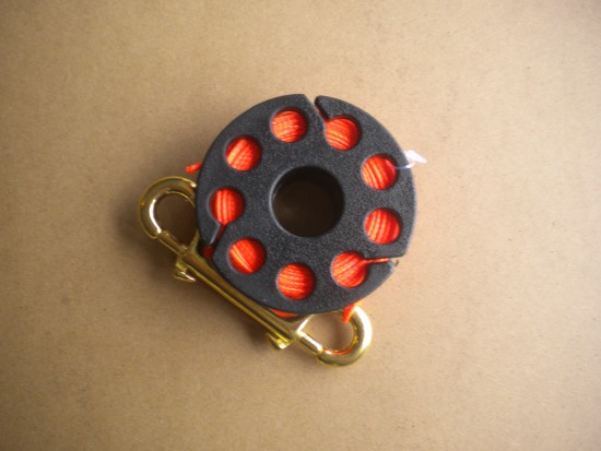 100' Foot  Finger Spool w/ Line Slots &amp; 4" inch Brass DE "Black Body / Orange Line"