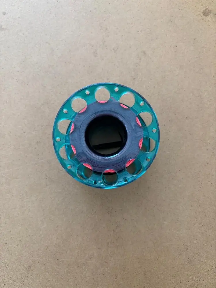 100FTPolycarbonateEngineeredFingerSpoolTransparentBlueBody-OrangeLine