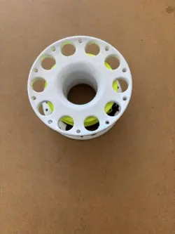 100FT Polycarbonate Engineered Finger Spool "White Body - Neon Yellow Line"  - Product Image