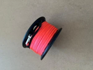 100ft Anodized BLACK Aluminum Body W/ FLAT High Viz Neon Orange LINE & SS Swivel - Product Image