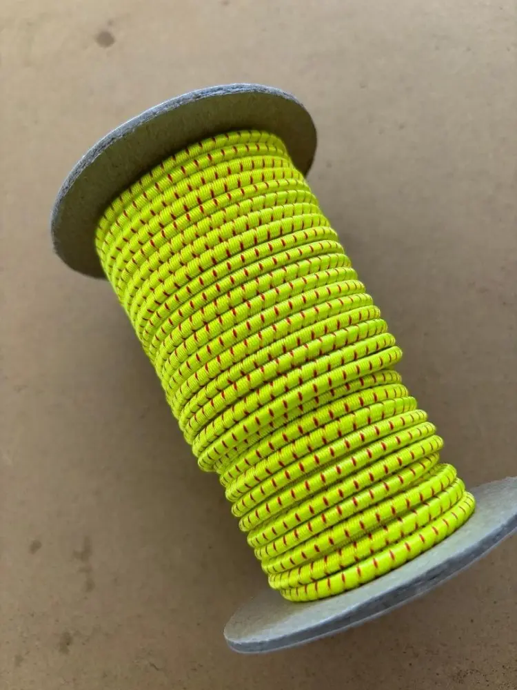 NewColor18BungeeShockCordNeonYELLOWREDTracer50ftMiniSpoolsCommercialGrade