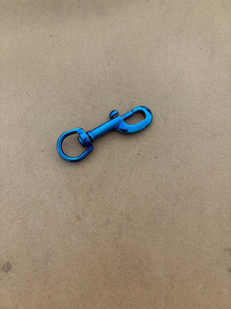 New and Limited! 3/4" Inch / 90mm Iridescent Coated Stainless Swivel Bolt Snap "Blue Body!" - Product Image